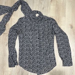 Michael Kors bow Neck tie blouse in Navy blue